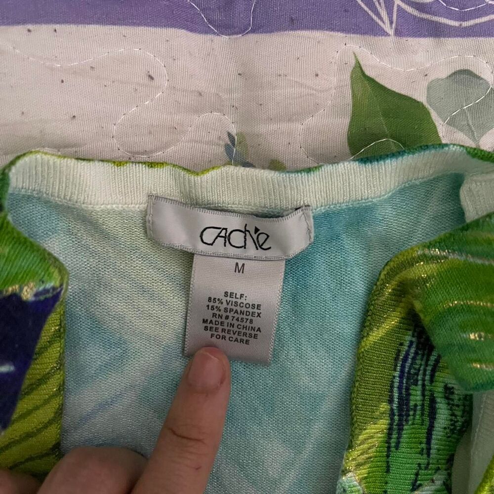 Cache Green Tropical Leaf Halter Tank Top ⭐️priced to sell firm ⭐️ - Picture 3 of 4